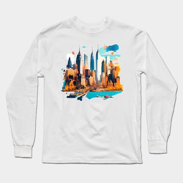 modern city Long Sleeve T-Shirt by Rain Of Colors